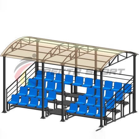 Купить Трибуна для зрителей 4 ряда на 34 места с навесом и перилами в Семикаракорске 